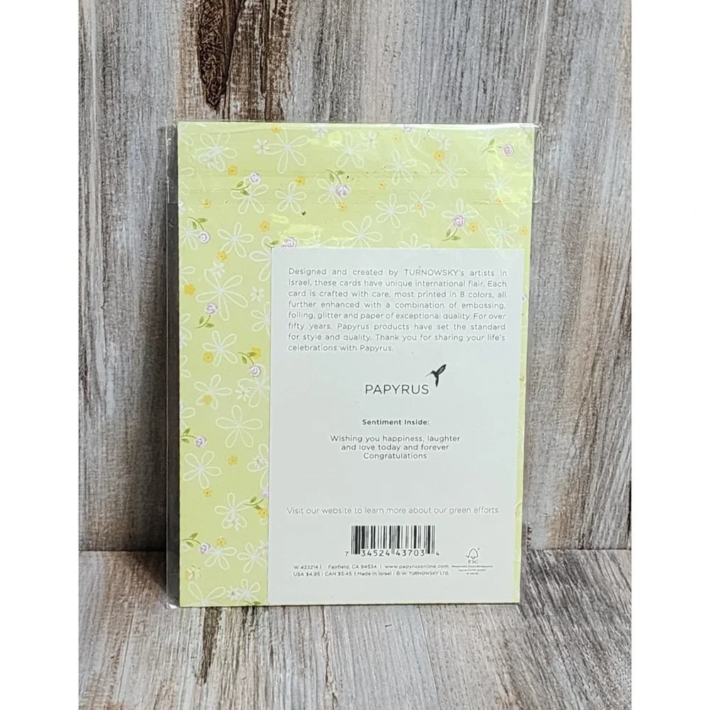 Papyrus RARE Turnowsky Embossed Floral Wedding Card Foiled Gold Trimmed